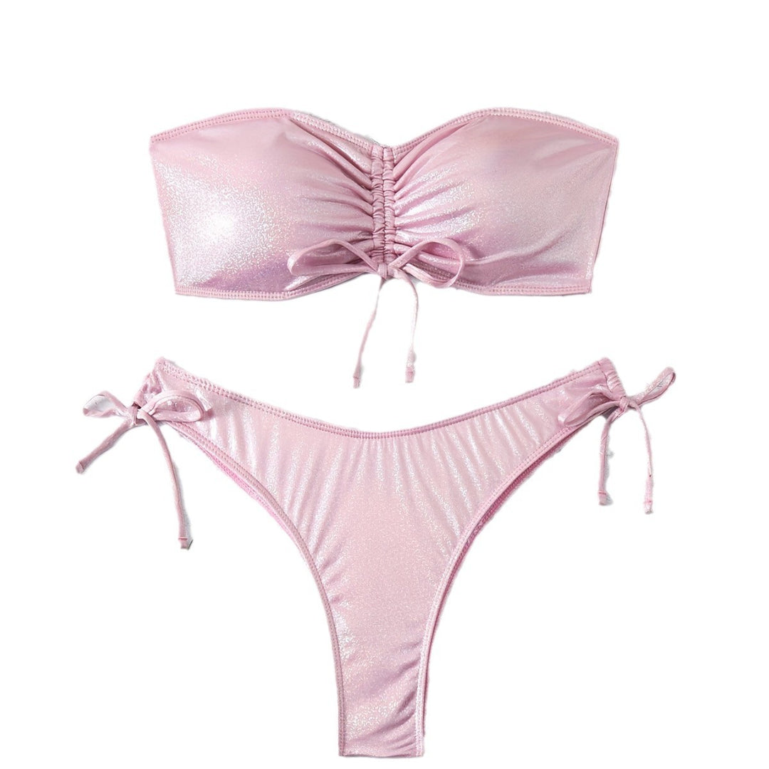 Dame Shimmering Bandeau Bikini Sæt Stilla