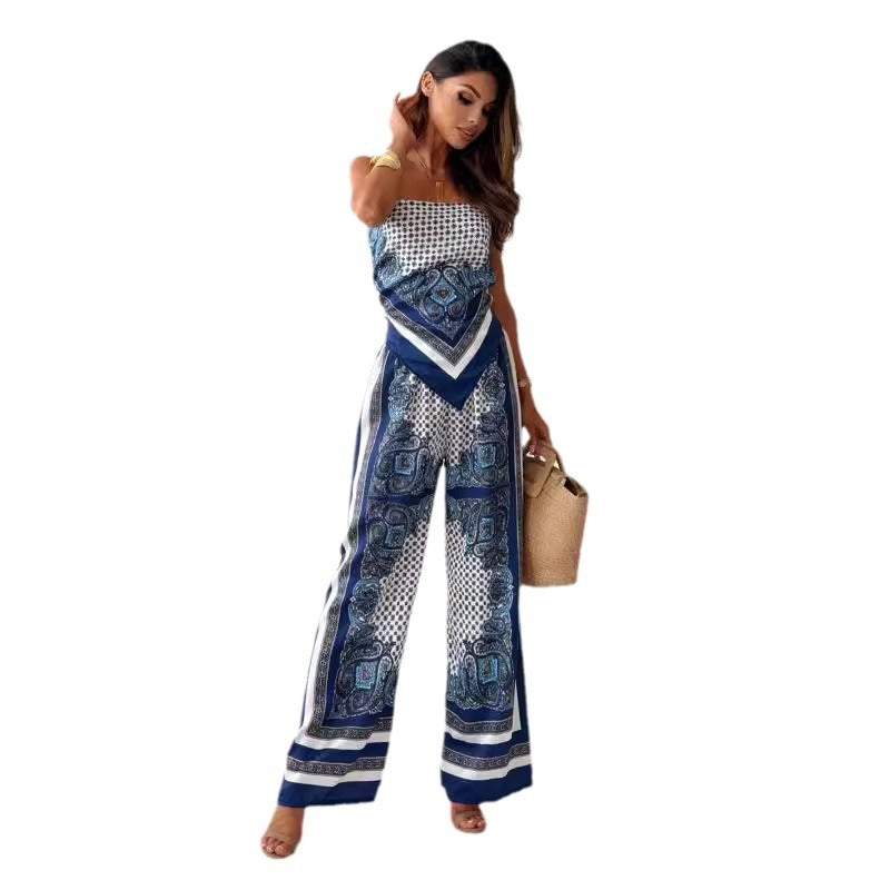 Dame Palazzo Jumpsuit med elegant mønsterdesign Stilla