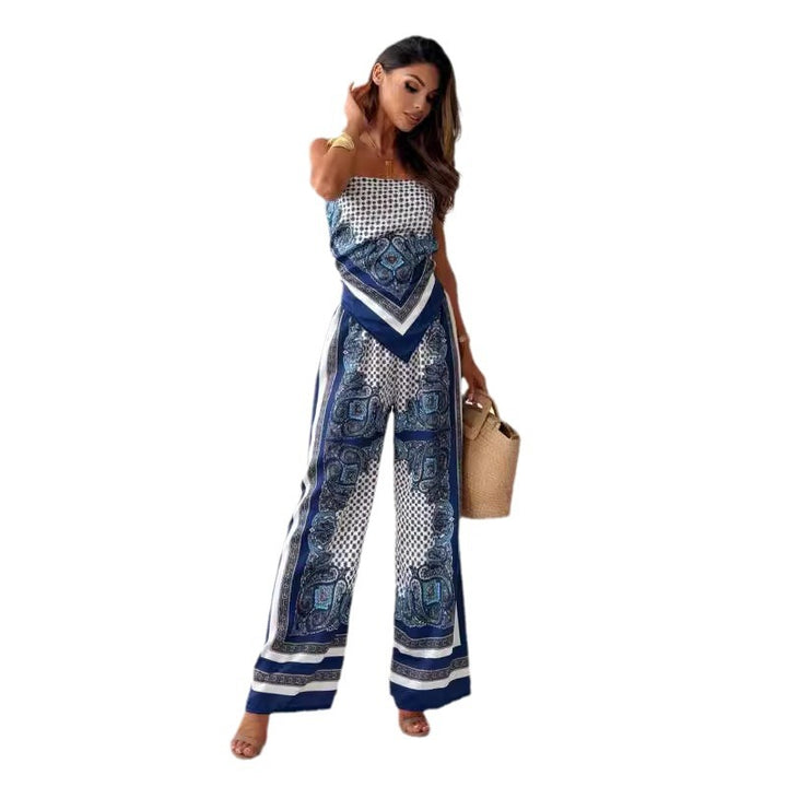 Dame Palazzo Jumpsuit med elegant mønsterdesign Stilla