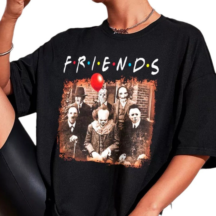 Dame T-shirt med unikt horror motiv og kreativ kunstnertryk Stilla