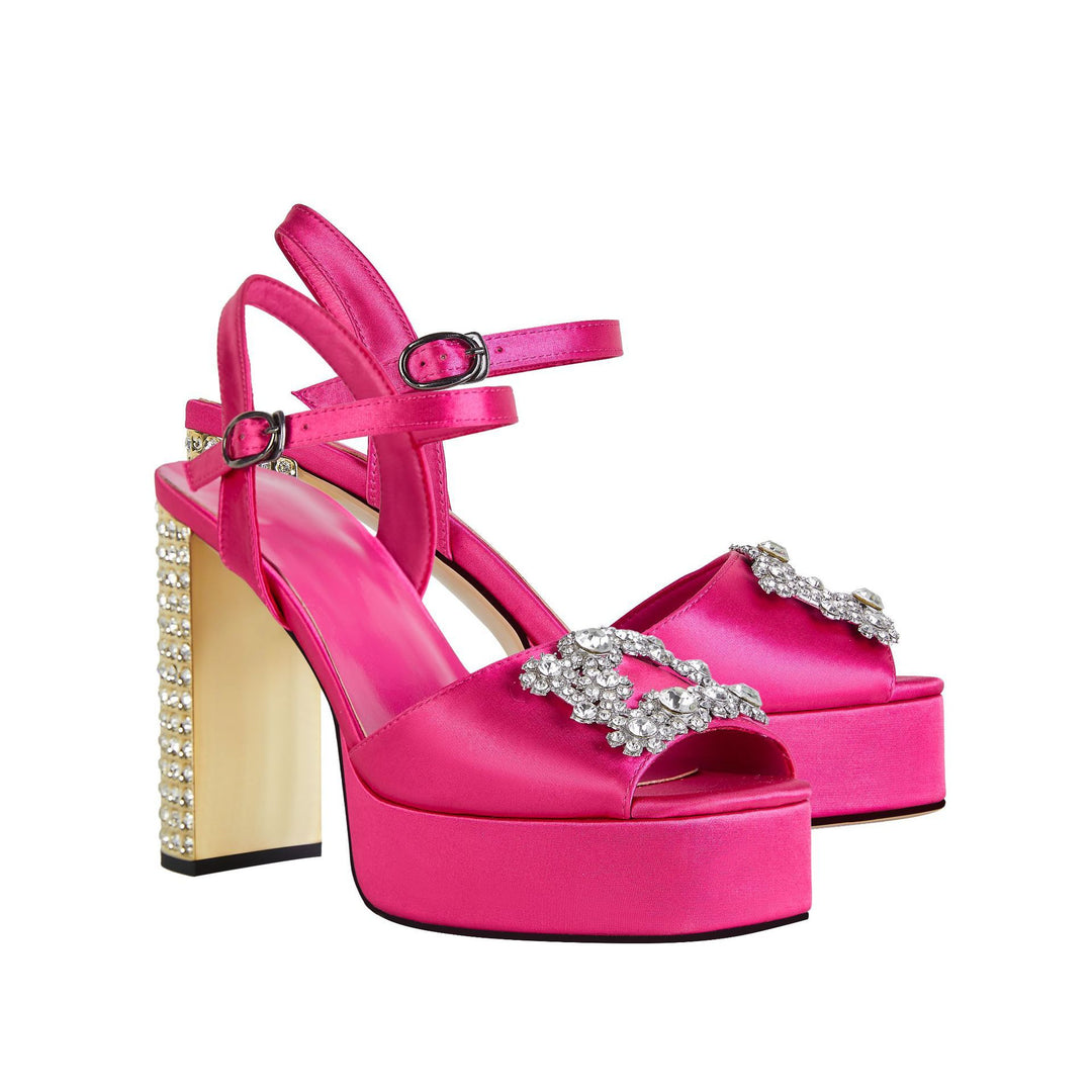 Femme Strappy Højhælede Platform Sandaler med Strass Dekorationer Stilla