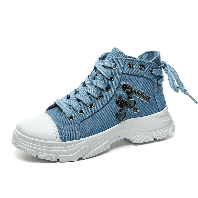 Dame Trendy High-Top Sneakers med stilfulde lynlåse og gummisål Stilla