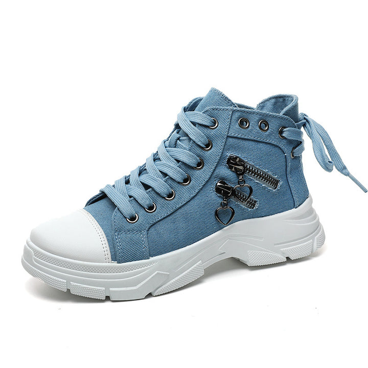 Dame Trendy High-Top Sneakers med stilfulde lynlåse og gummisål Stilla