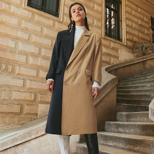 Dame Dobbelt bred Blazer med asymmetrisk Design Stilla