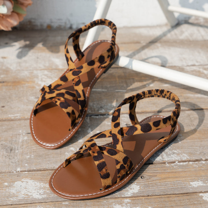 Dame Riemchen-sandaler med modiskt leopardmønster og behagelig sål Stilla