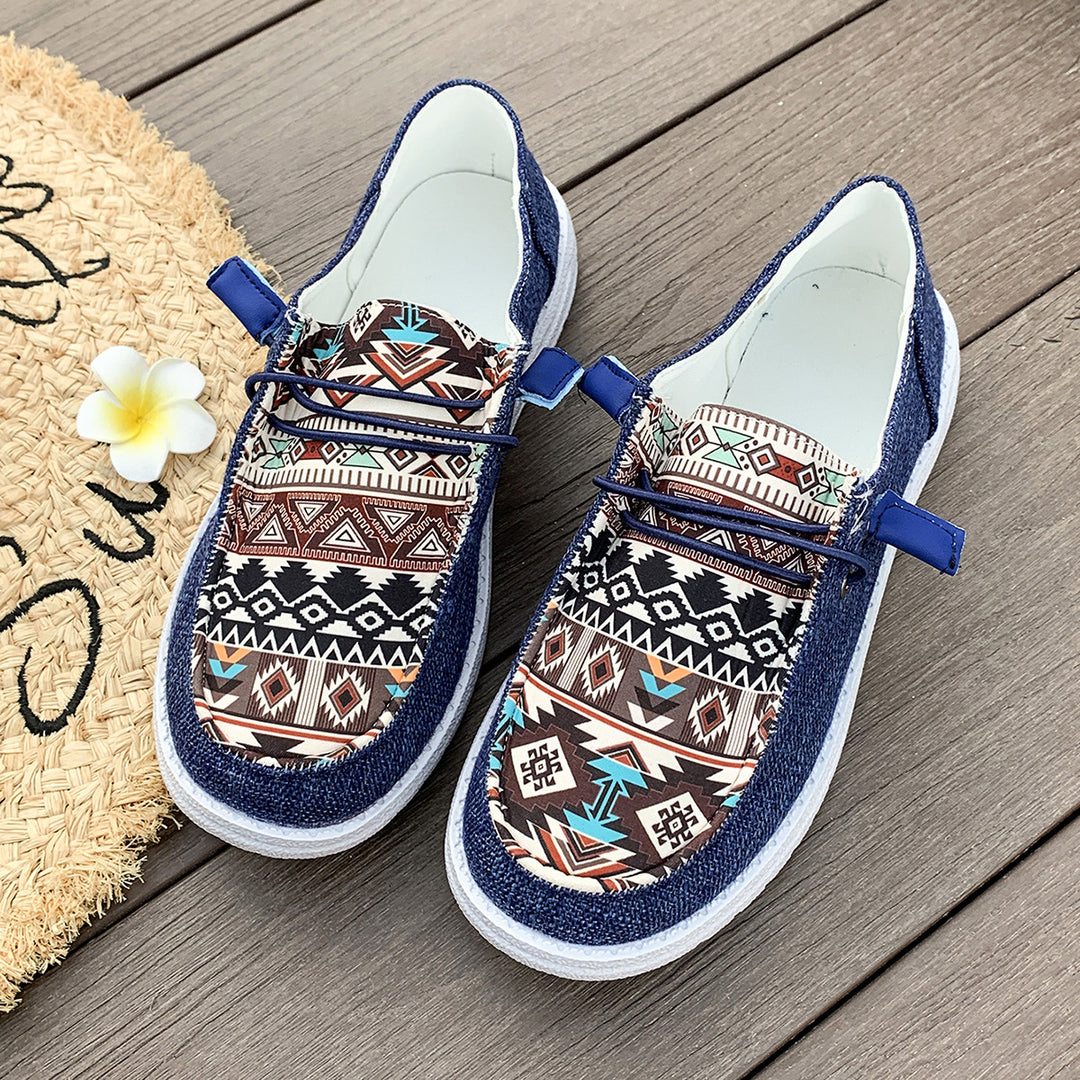 Dame Fritids Slip-On Sneakers med trendy Ethno-mønster Stilla