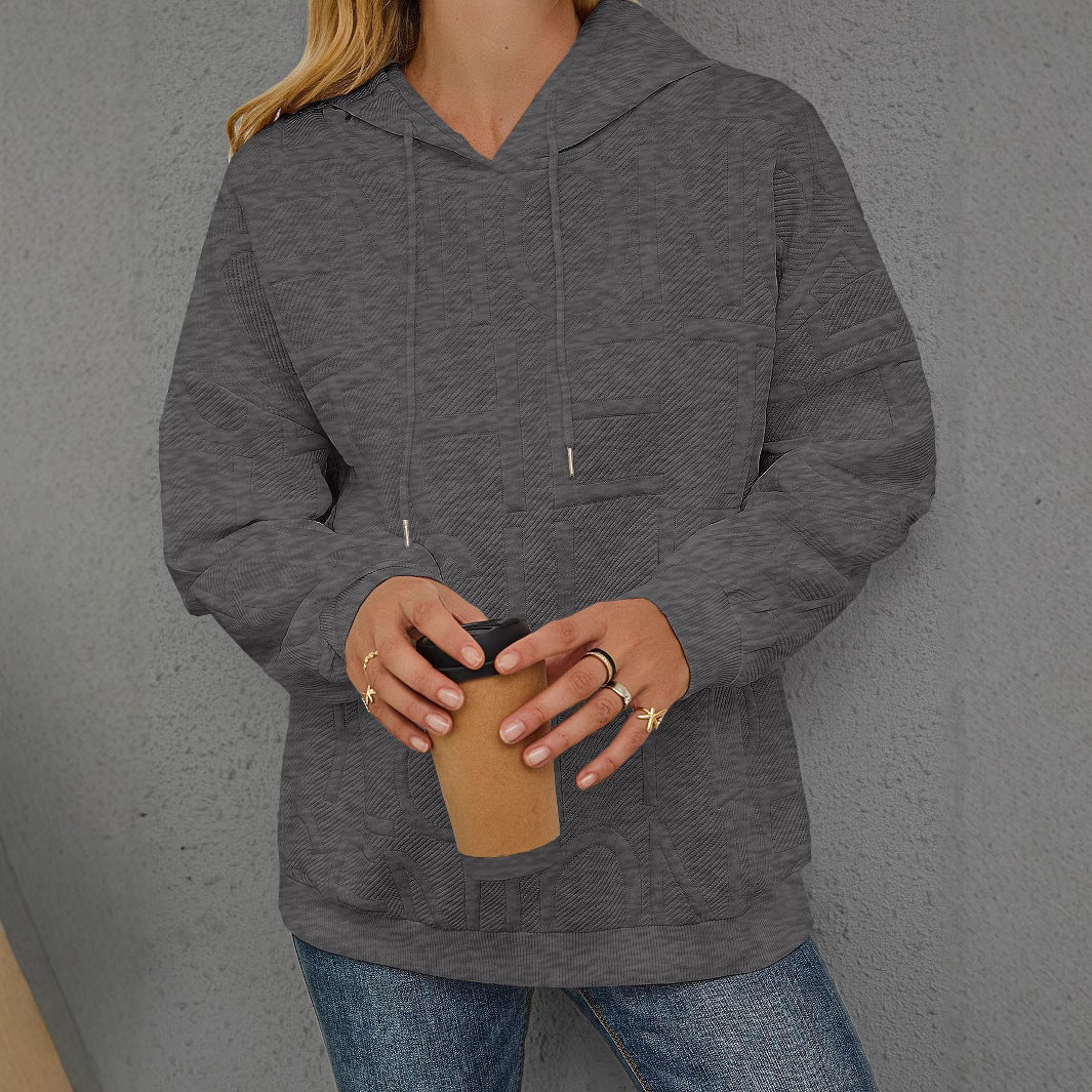 Kvindernes Oversized Hoodie med Tekstur Design Stilla
