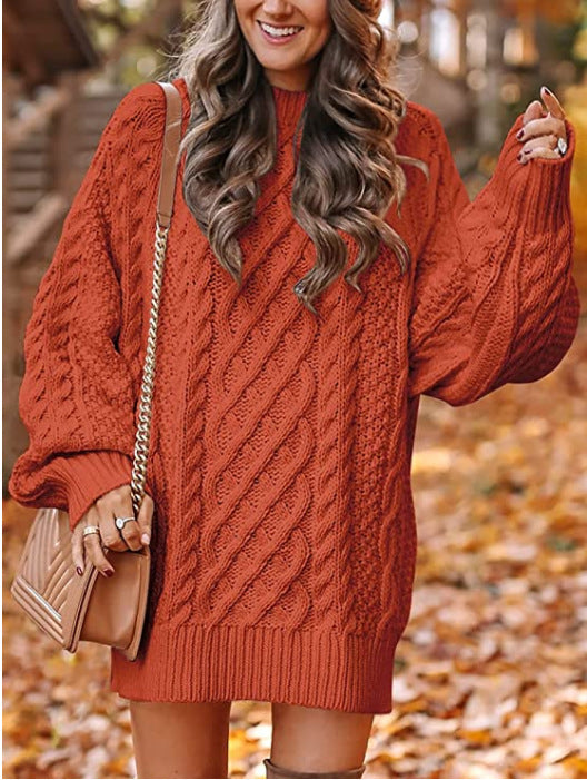 Kvinders stor strikket sweater med kabeldesign Stilla