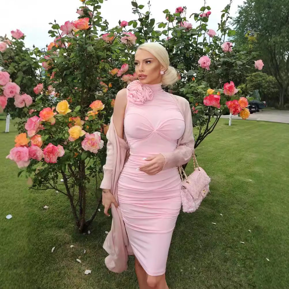 Dame figursyet vinkelkjole med elegant flæsekonstruktion Stilla