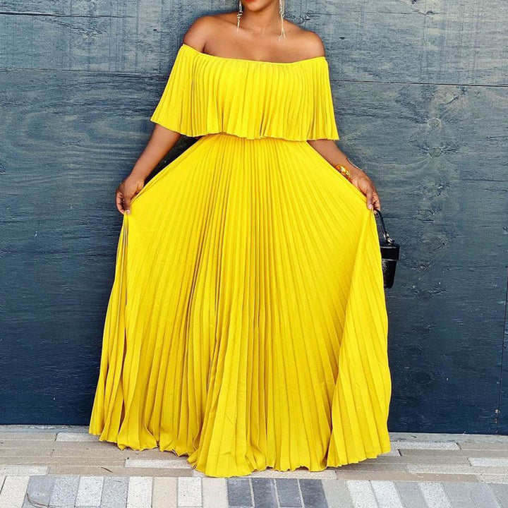 Dame Elegant Maxikjole med Off-Shoulder Design og flydende Skirt Stilla