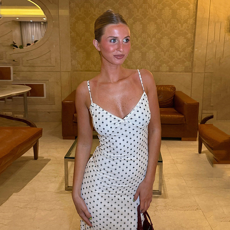 Dame elegant wrap dress med sidelæg og dekorative flæser Skovae