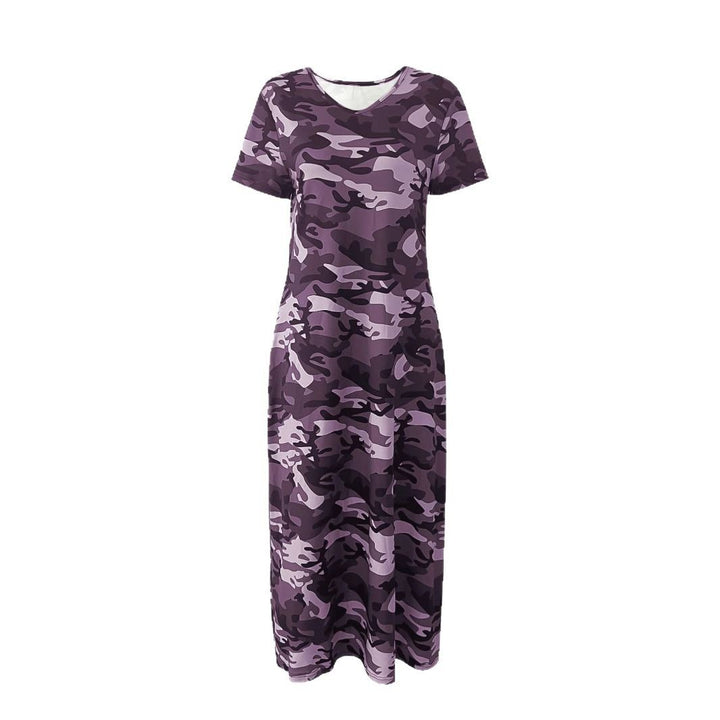 Dame afslappet maxikjole med camouflage-mønster Stilla
