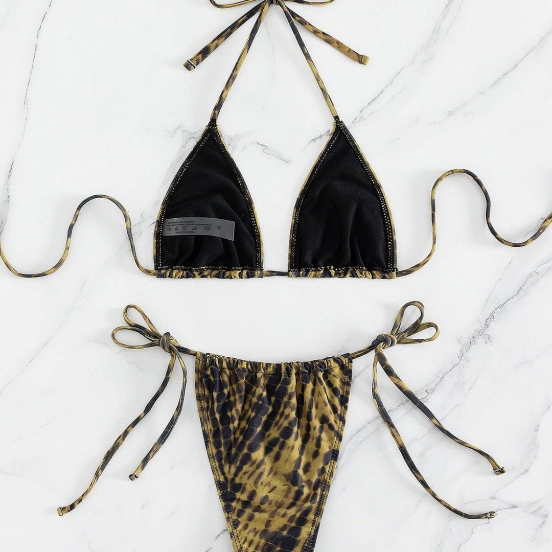 Dame triangel-bikini med justerbare snøre-detaljer Skovae
