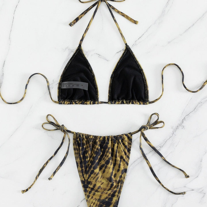 Dame triangel-bikini med justerbare snøre-detaljer Skovae