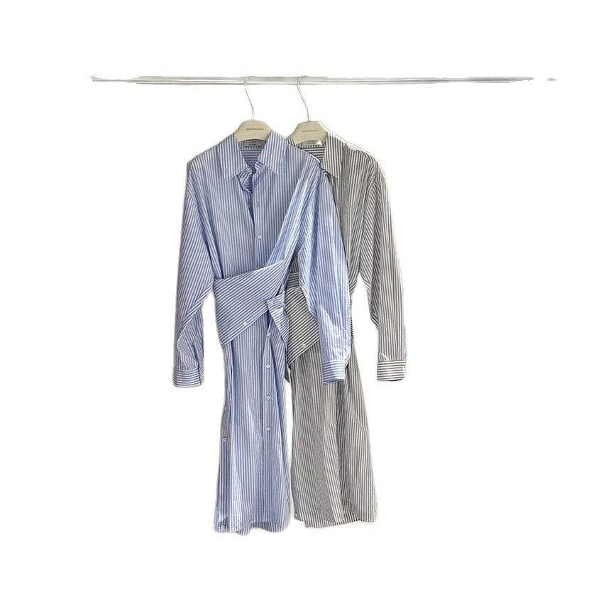 Dame Oversized Skjortekjole med fine striber og knapdetaljer Stilla