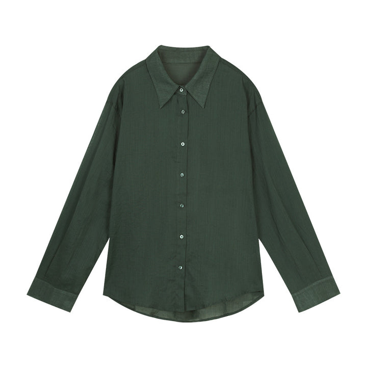 Dame elegant bluse med fin vævstruktur og klassiske knapdetaljer Stilla