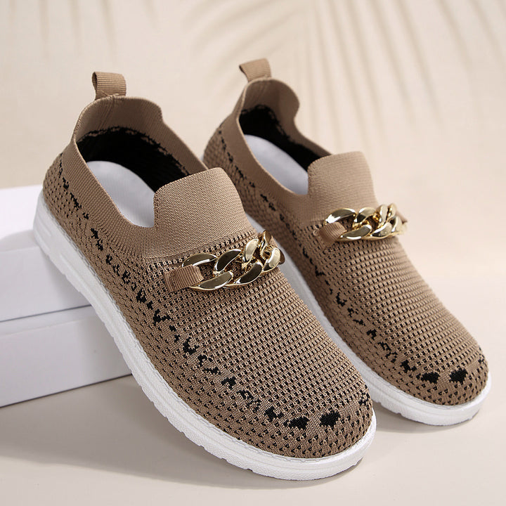 Dame Behagelige Slip-On Sneakers med fashionable Kæde-Detail Stilla
