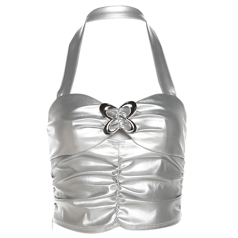 Dame Metallic Crop Top Skovae