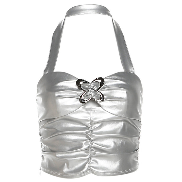 Dame Metallic Crop Top Skovae