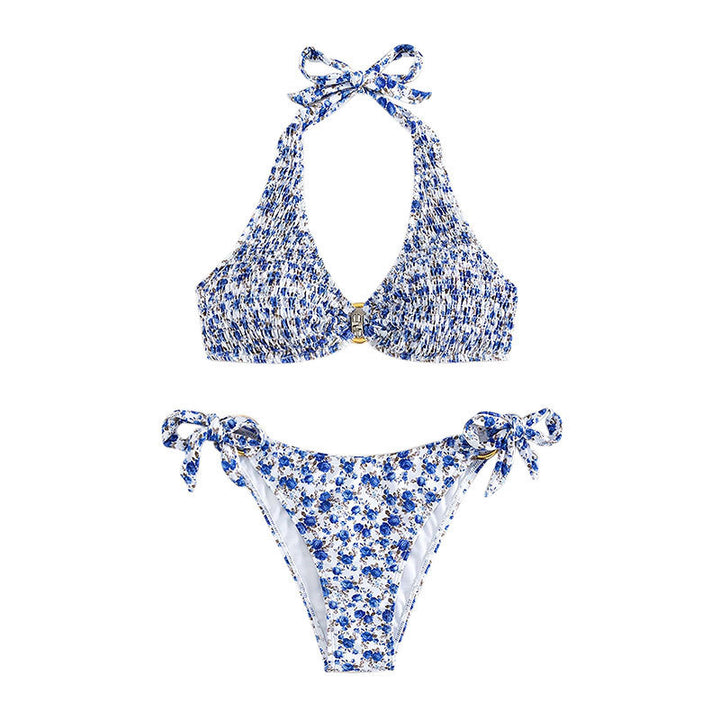 Dame Bikini-sæt med justerbare stropper og blomstermønster Skovae