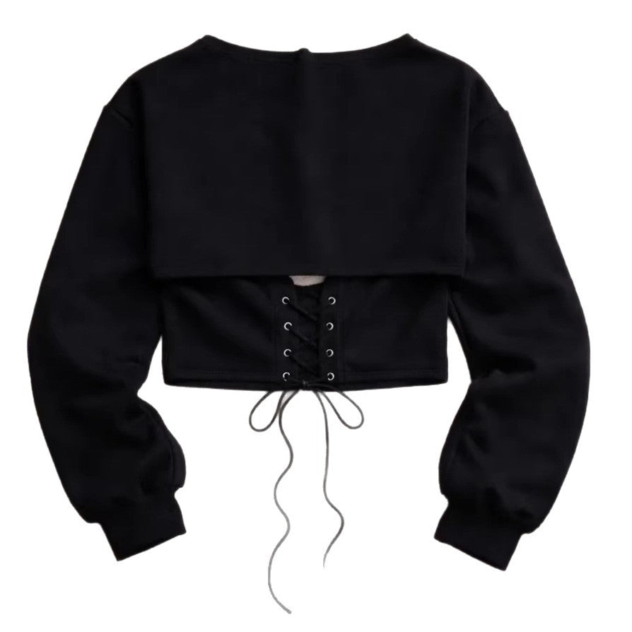 Kvindernes sporty cropped sweatshirt med snøringer Stilla