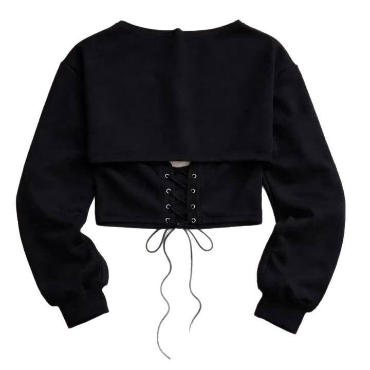 Kvindernes sporty cropped sweatshirt med snøringer Stilla
