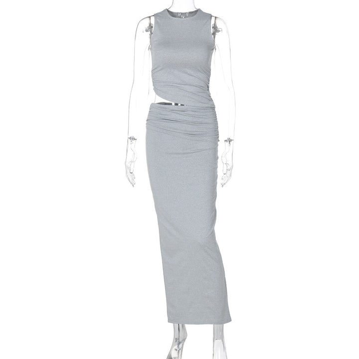 Dame Bodycon Maxikjole med raffinert drapering og figursyet snit Stilla