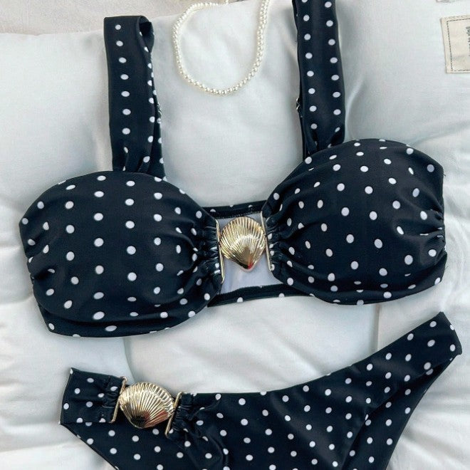 Dame Bandeau bikini sæt med musling detaljer Skovae