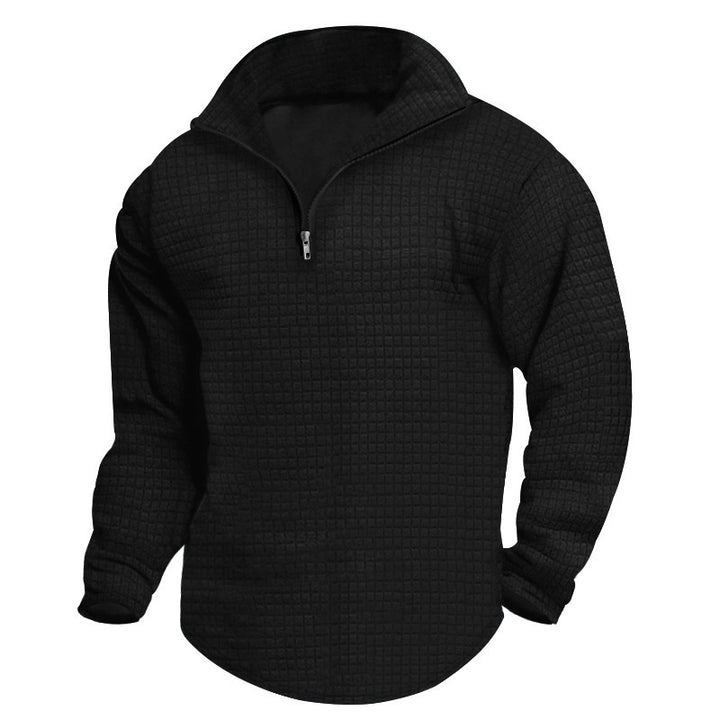 Herrer nan quilted thermo-halfzip med vaffelmønster, børstet foring og afrundet kant Skovae