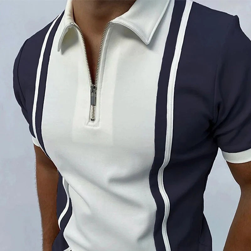 Herrer polo-shirt med fashionable lynlås og sporty design Stilla