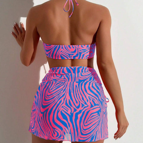 Damer Bikini-sæt med iøjnefaldende zebra-design og justerbare stropper Stilla