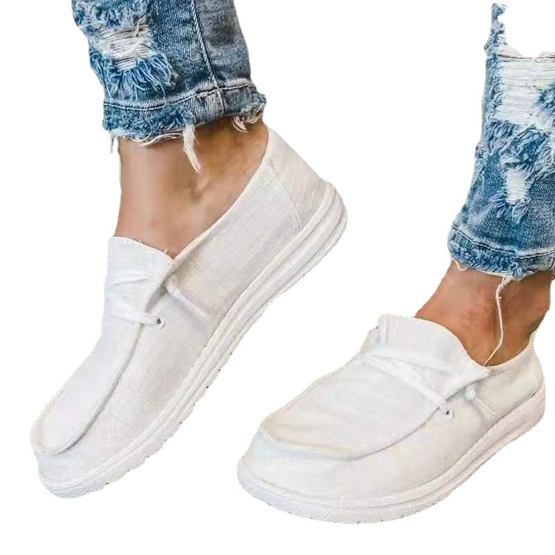 Dame nan Segeltuch-Mokassin-Sneaker med elastisk snørebånd polstret komfortfodbed og profileret gummiydersål Skovae