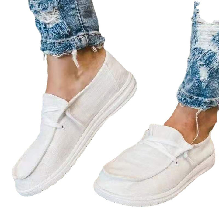 Dame nan Segeltuch-Mokassin-Sneaker med elastisk snørebånd polstret komfortfodbed og profileret gummiydersål Skovae
