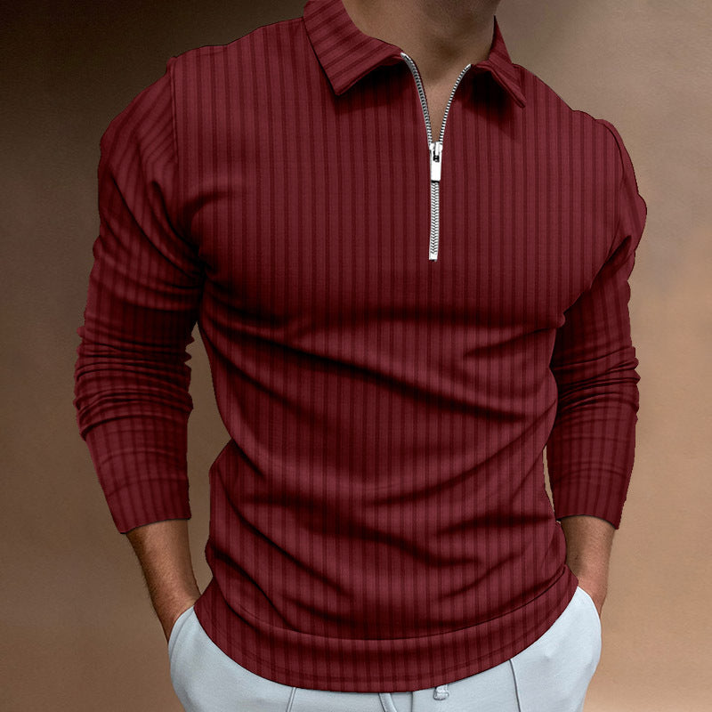 Herrer Langærmet Poloshirt med moderne Lynlås Stilla