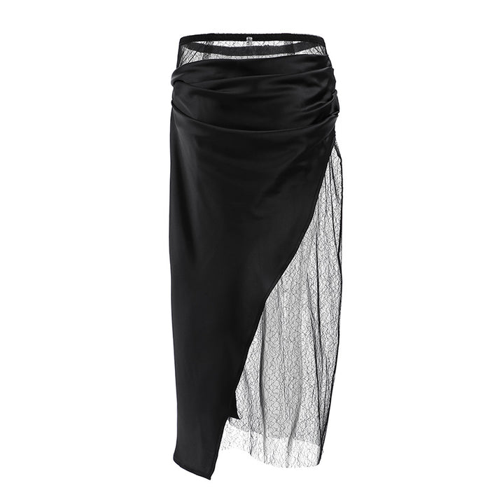 Dame Gennemsigtig Maxiskørt med høj slids og elegant Drapering Stilla