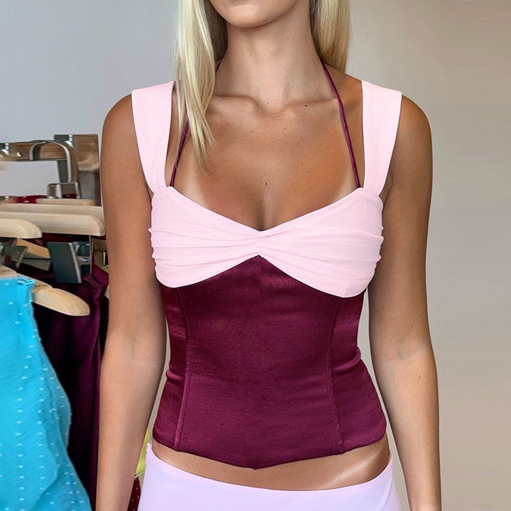 Damer crop-top med skulderfri design og raffinerede flæsedetaljer Skovae