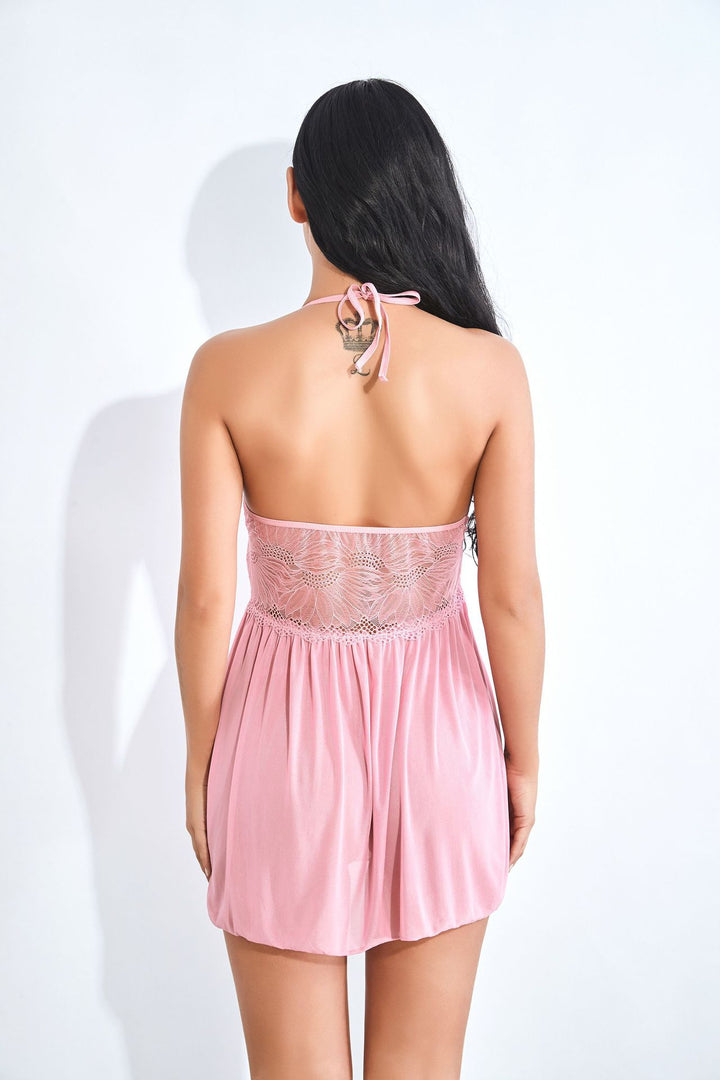 Dame Halterneck Lace Negligé Sæt Stilla