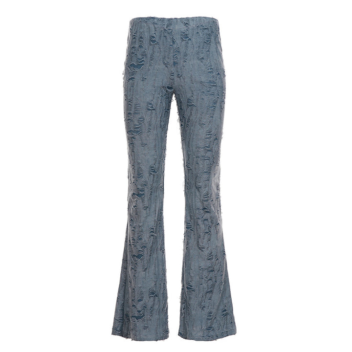 Dame Flared Jeans med trendy Destroyed-detaljer Skovae