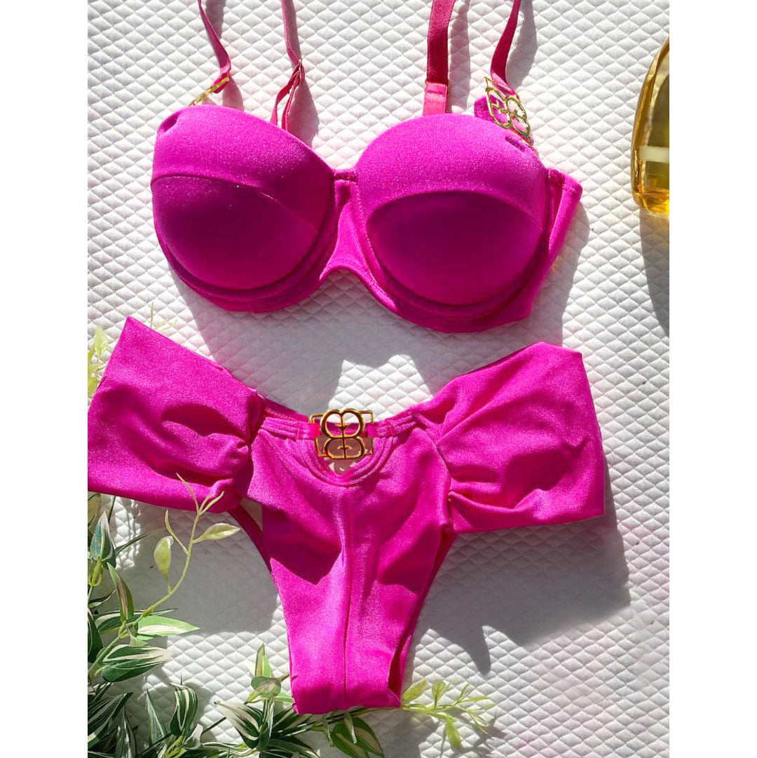 Dame bikini-sæt med elegant bustier-overdel og høj talje Stilla