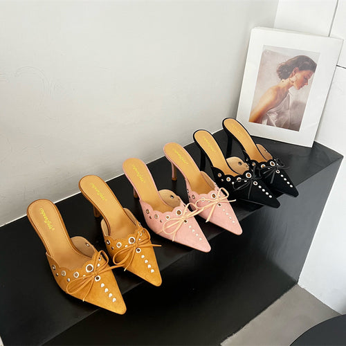 Dame Slingback Pumps med spids tå og elegant sløjfe dekoration Stilla