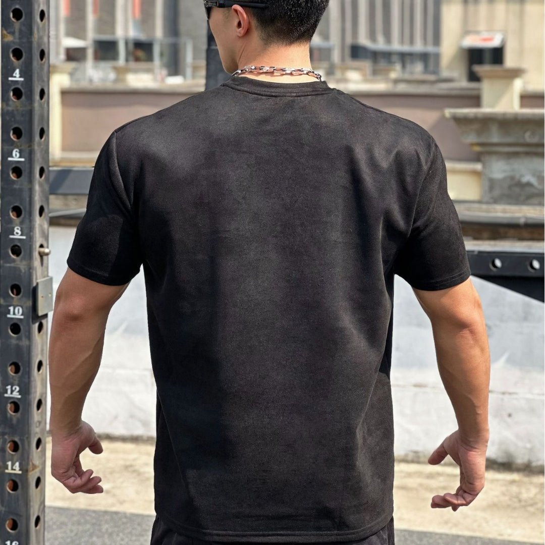 Herren Sportliches Fleece T-Shirt med forstærket krave og afslappet snit Stilla