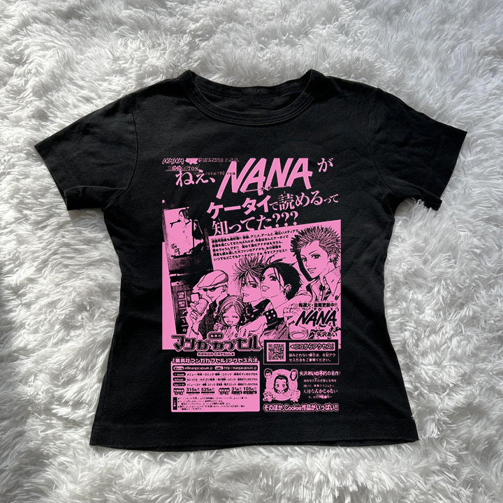 Dame Crop-Top med kreativ grafisk tryk Skovae