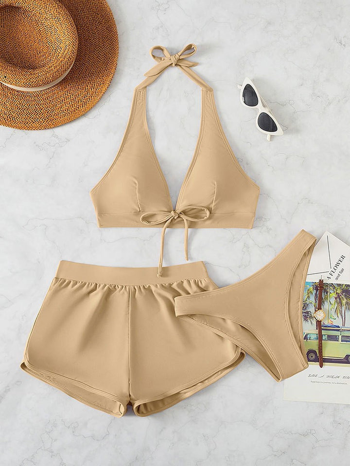 Dame bikini-sæt med dyb v-hals og sporty high-waist trusse Stilla