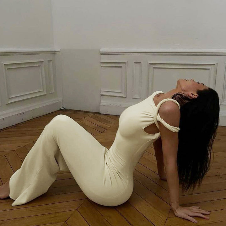 Dame Elegante Maxikjole med asymmetrisk Udsnit og figursyet Snit Stilla