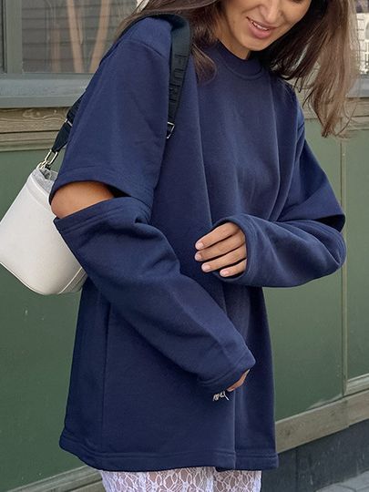 Dame Behagelig Oversized Pullover med splitærmer Stilla