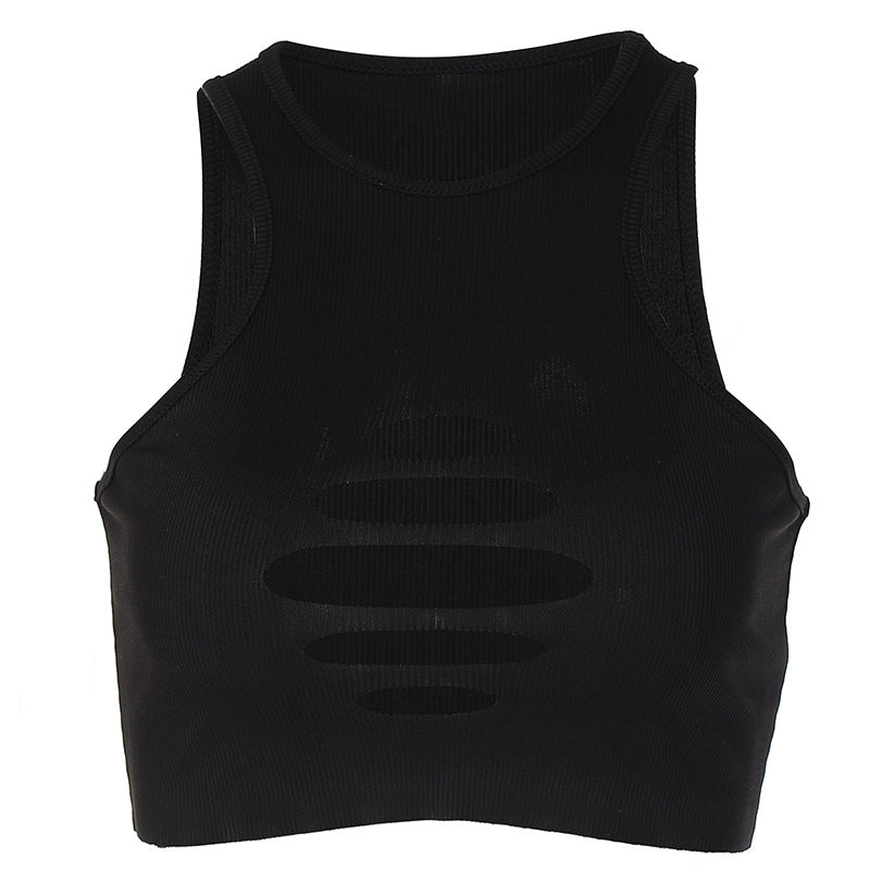 Dame Sportsligt Crop-Top med Cut-Out-Design og elastisk materiale Stilla