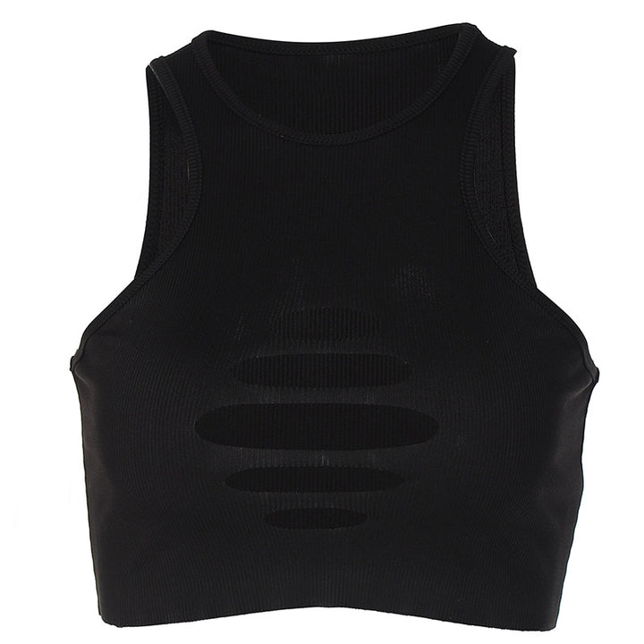 Dame Sportsligt Crop-Top med Cut-Out-Design og elastisk materiale Stilla