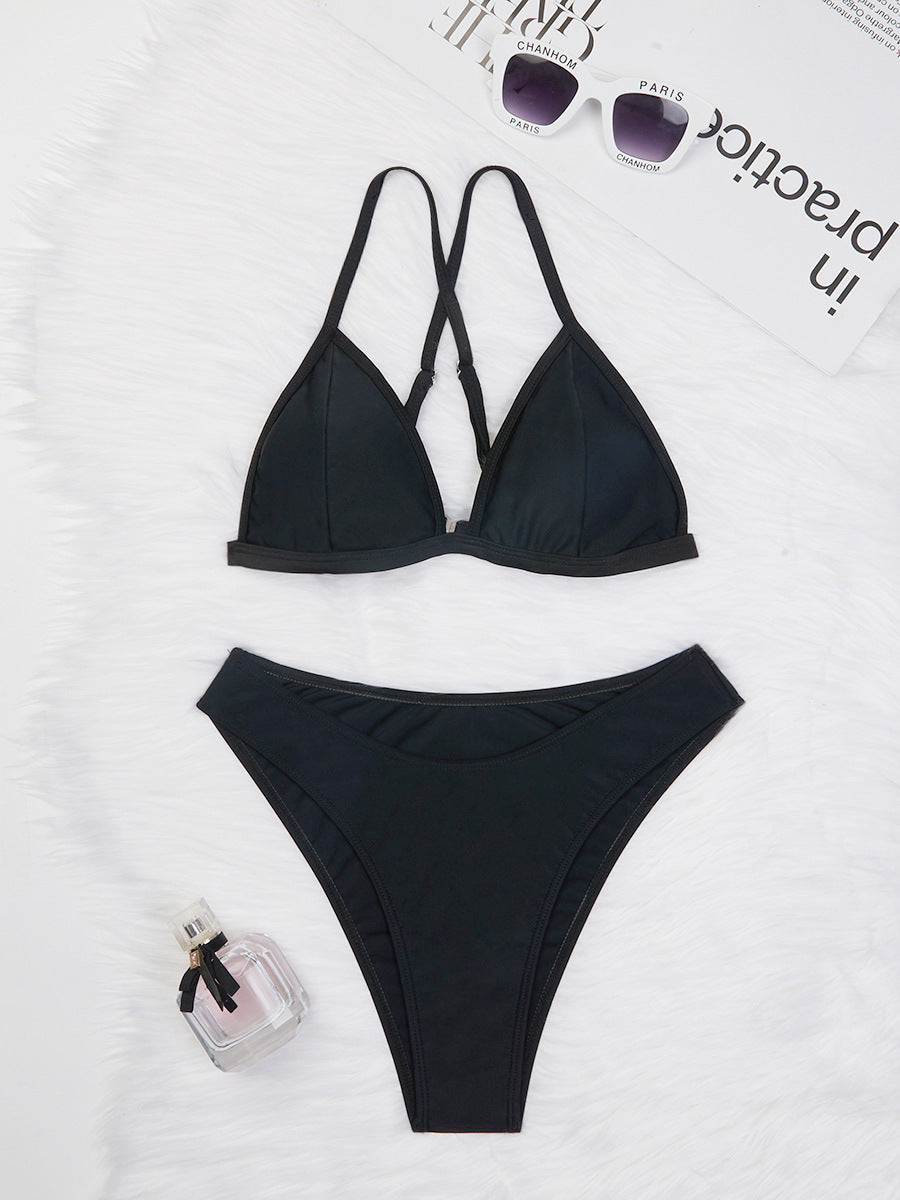 Dame triangel-bikini med justerbare stropper og høj skæring Stilla