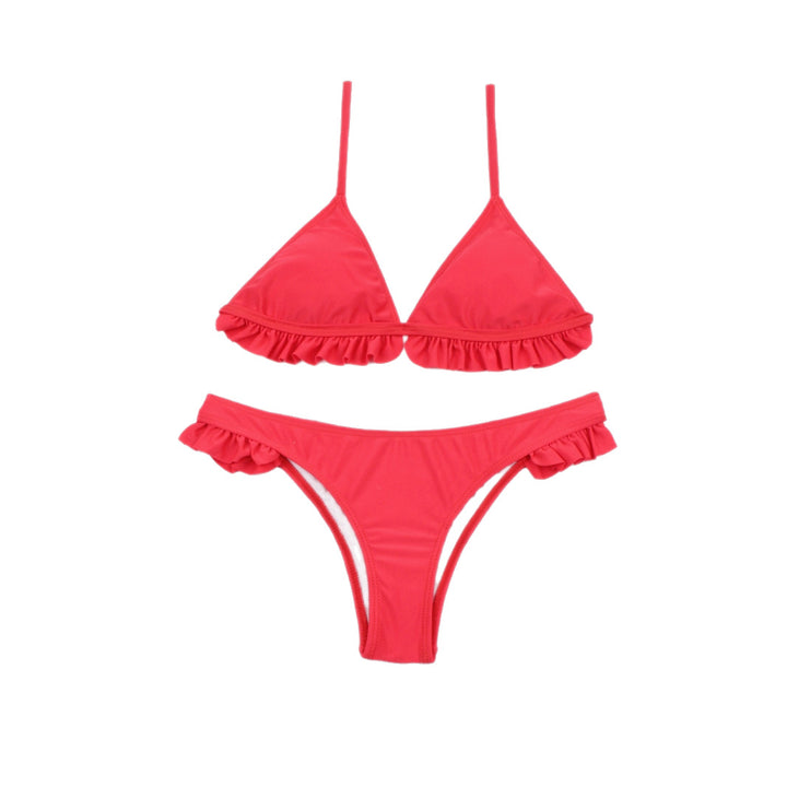Dame Triangel-Bikini-Sæt med struktureret flæse og justerbare stropper Stilla