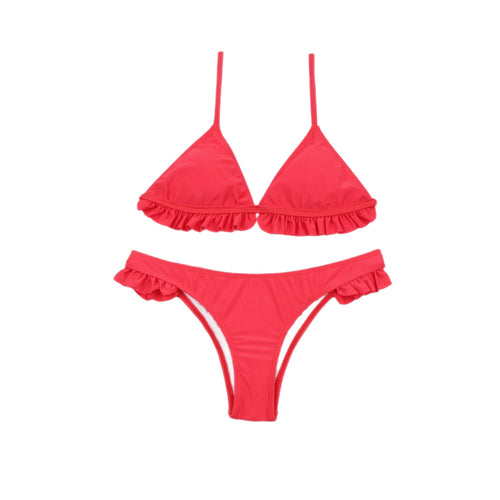 Dame Triangel-Bikini-Sæt med struktureret flæse og justerbare stropper Stilla